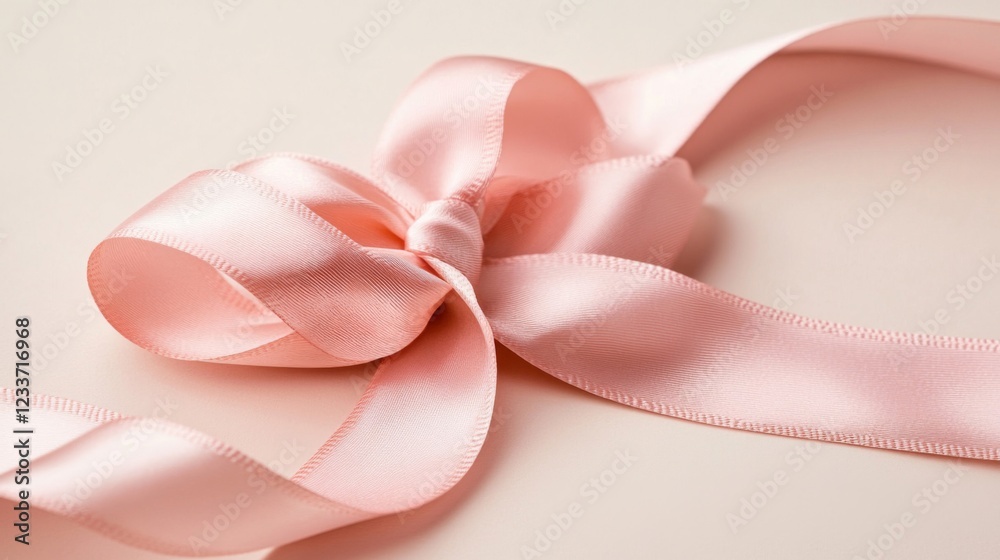 Delicate Pink Satin Ribbon Bow Arranged Aesthetically Delicate Pink Satin Ribbon Bow Arranged Aesthetically