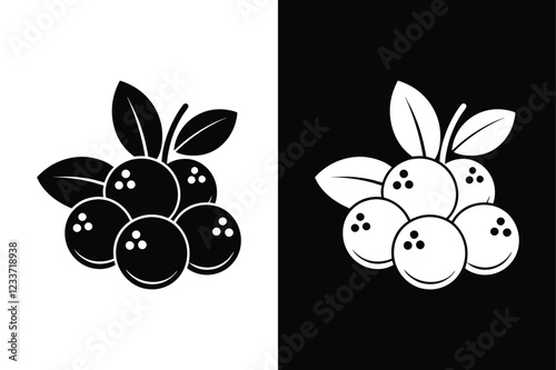 Fresh Cranberry Vector. Elegant Silhouette Illustration
