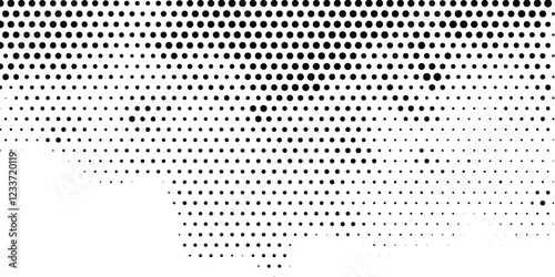 Halftone gradient. Dotted gradient, smooth dots spraying and halftones dot background seamless horizontal geometric pattern vector template set
