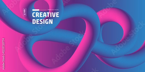 Abstract Pink Blue Swirling Fluid Creative Design Background