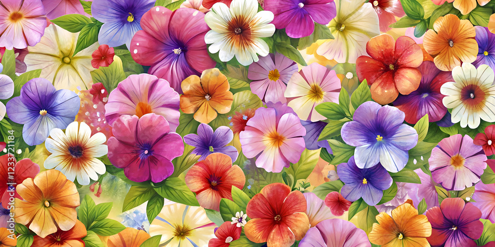 Fototapeta premium Vibrant floral bouquet pattern design.