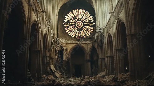 Notre Dame Cathedral After the Fire: A Rose Window Remains