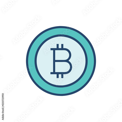  Digital Bitcoin Icon for Financial Services