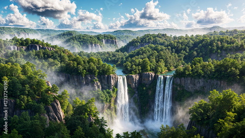 nature landscape mountain waterfall cascade forest stream lake