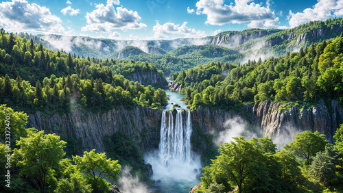 nature landscape mountain waterfall cascade forest stream lake