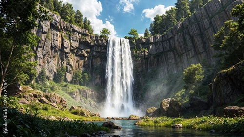 nature landscape mountain waterfall cascade forest stream lake