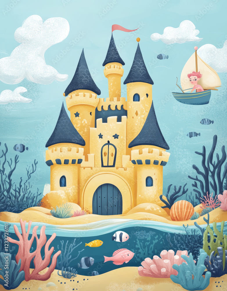 fairy tale castle vector illustration
