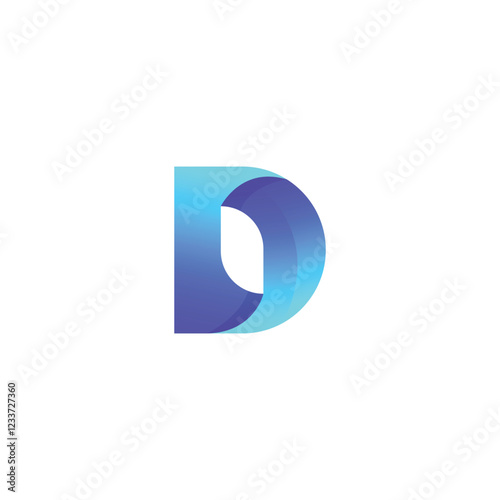 D letter and leaf modern logo 