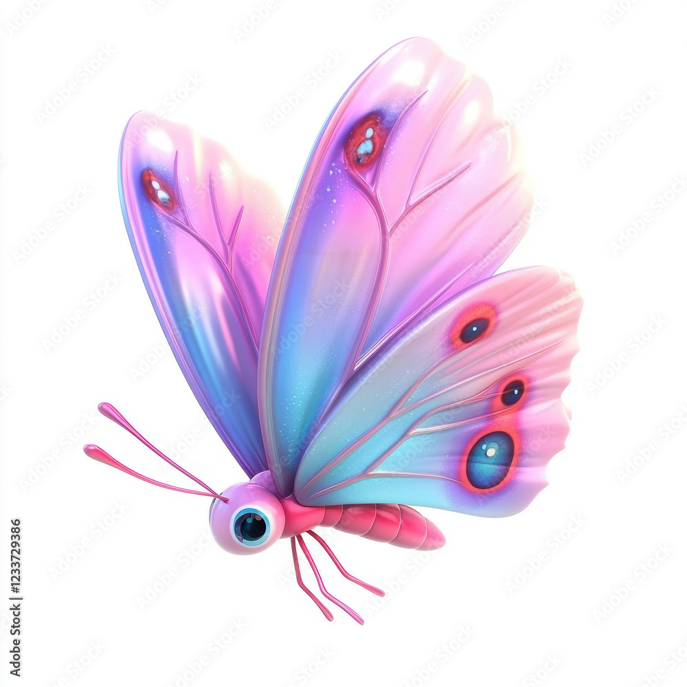 Colorful Fantasy Butterfly with Vibrant Pink and Blue Wings, Whimsical Design Colorful Fantasy Butterfly with Vibrant Pink and Blue Wings, Whimsical Design