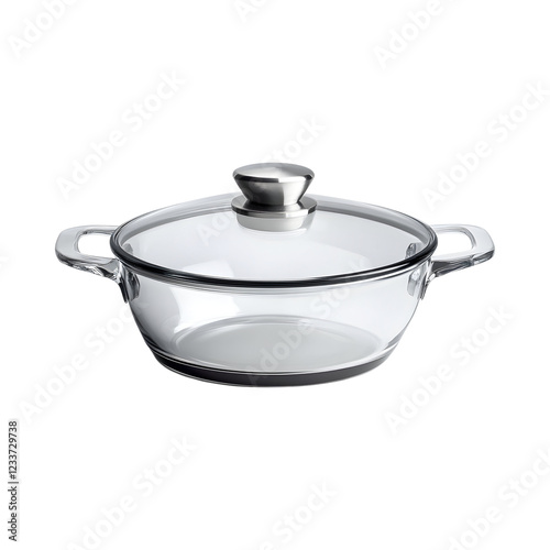 Modern Glass Casserole Dish with Polished Rim Isolated on Transparent Background