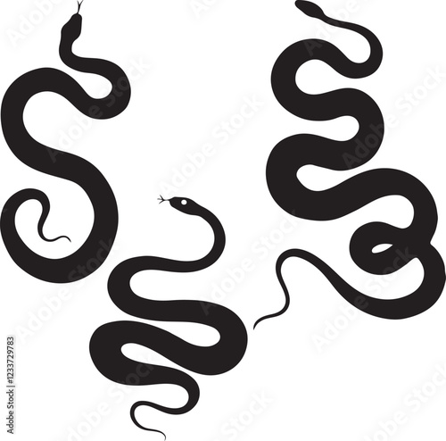 snake icon, snake vector silhouette, Curved walking snake animal design