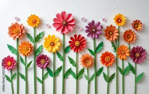 Beautiful colorful flower handicraft made from paper on a white background photo