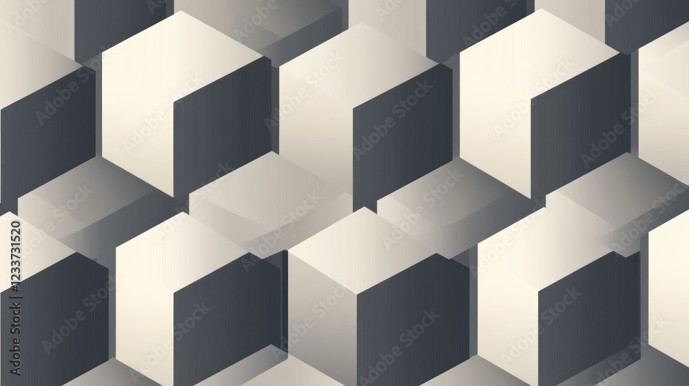 Obraz premium Abstract grayscale isometric cube pattern background.