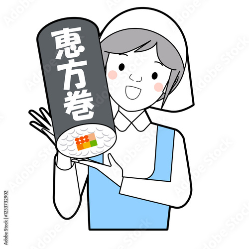 恵方巻を紹介する店員