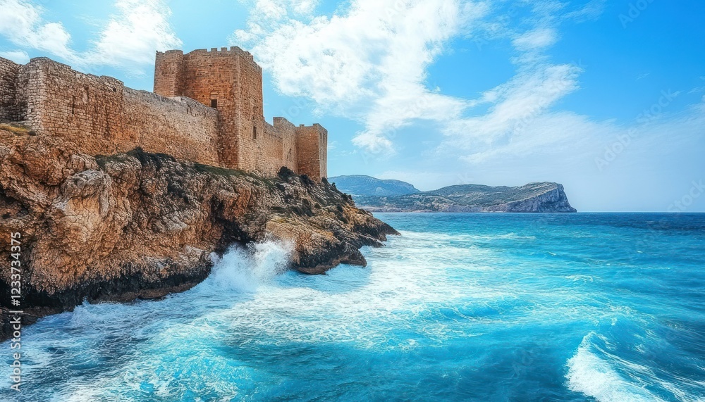 Majestic Coastal Fortress Under a Azure Sky Majestic Coastal Fortress Under a Azure Sky