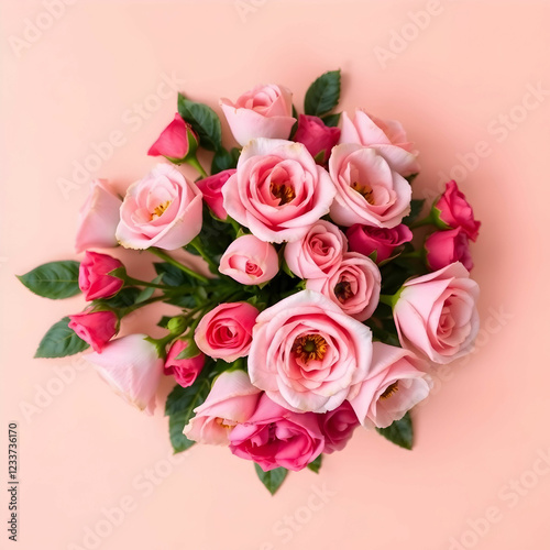 Wallpaper Mural Top-View Studio Shot of Pink Rose Flowers" Torontodigital.ca