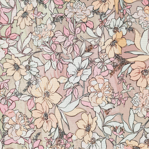Wallpaper Mural Natural Flower and Leaf Art Pattern for Backgrounds Torontodigital.ca
