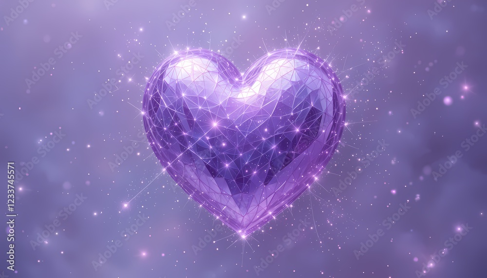 Glowing purple heart, love, romance, Valentine's Day Glowing purple heart, love, romance, Valentine's Day