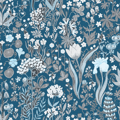 Modern Floral Leaf Design for Textile and Wallpaper
