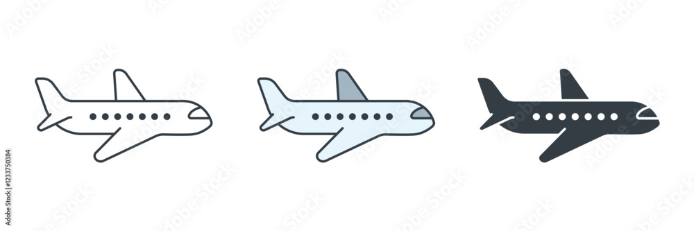 Airplane icon symbol vector illustration isolated on white background Airplane icon symbol vector illustration isolated on white background
