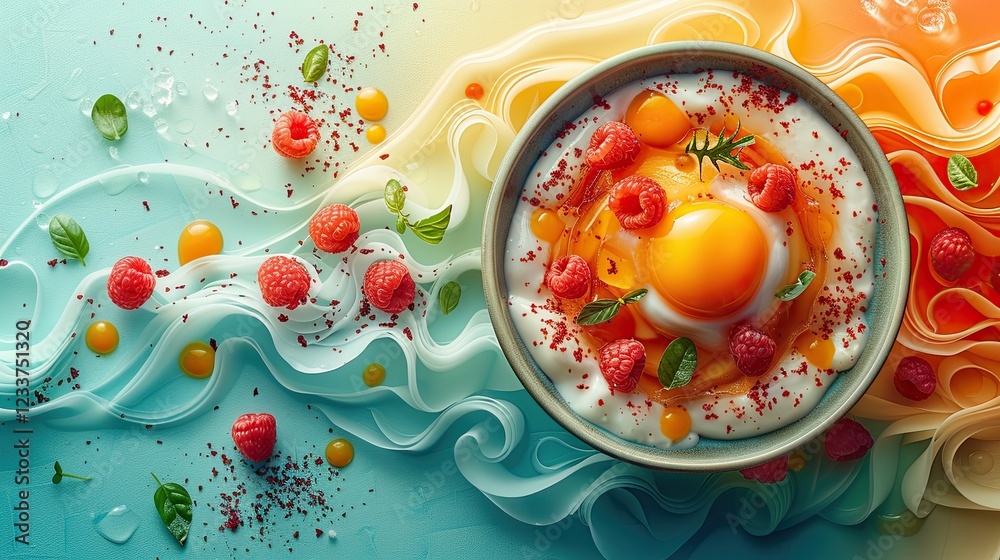 A chef creates a dish so delicious it brings people to tears, captured in flat design vibrancy A chef creates a dish so delicious it brings people to tears, captured in flat design vibrancy