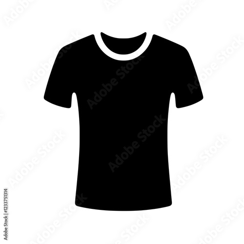 Blank T-shirt Icon:  A simple yet powerful icon of a blank t-shirt, ready to be customized with your own designs, brands, and messages. The solid black silhouette signifies endless possibilities. 