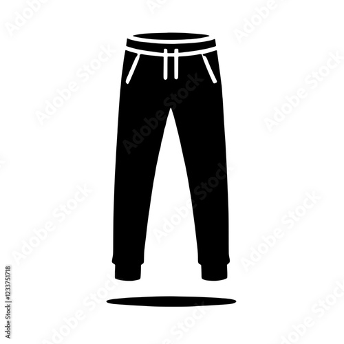 Black & White Jogger Pants: A simple yet stylish black jogger pant with a white drawstring and pockets. The pants are shown in a minimalist silhouette, isolated on a white background.