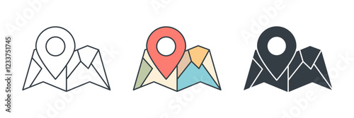 GPS Pin on a Map icon symbol vector illustration isolated on white background