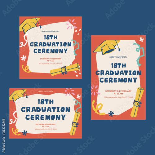 graduate drawing card template poster illustration