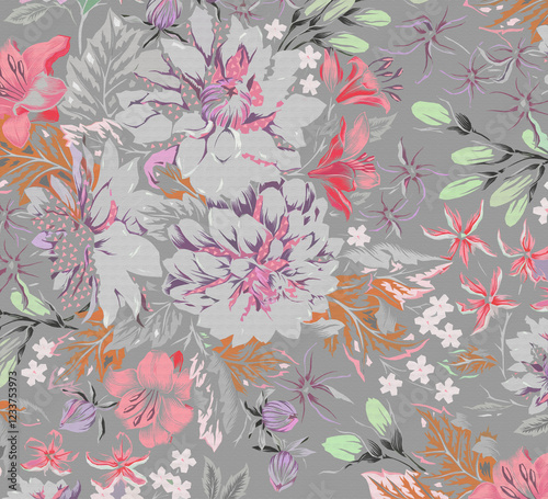 Colorful Flower and Leaf Texture Background