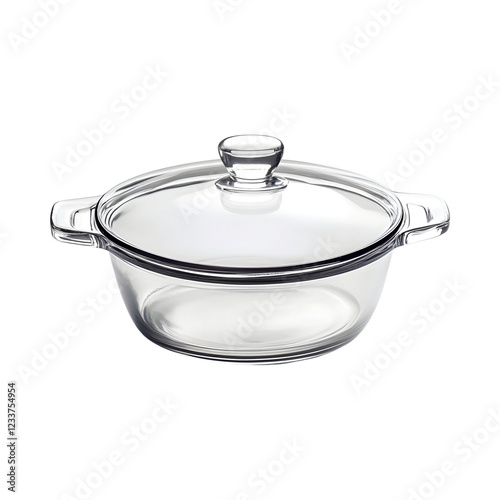 Modern Glass Casserole Dish with Polished Rim Isolated on Transparent Background