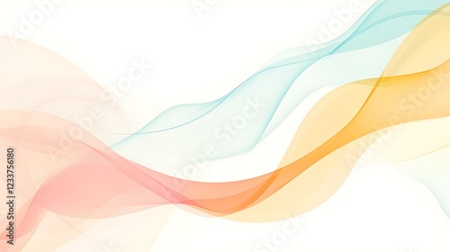 Abstract Pastel Waves Flowing Seamlessly Across White Background