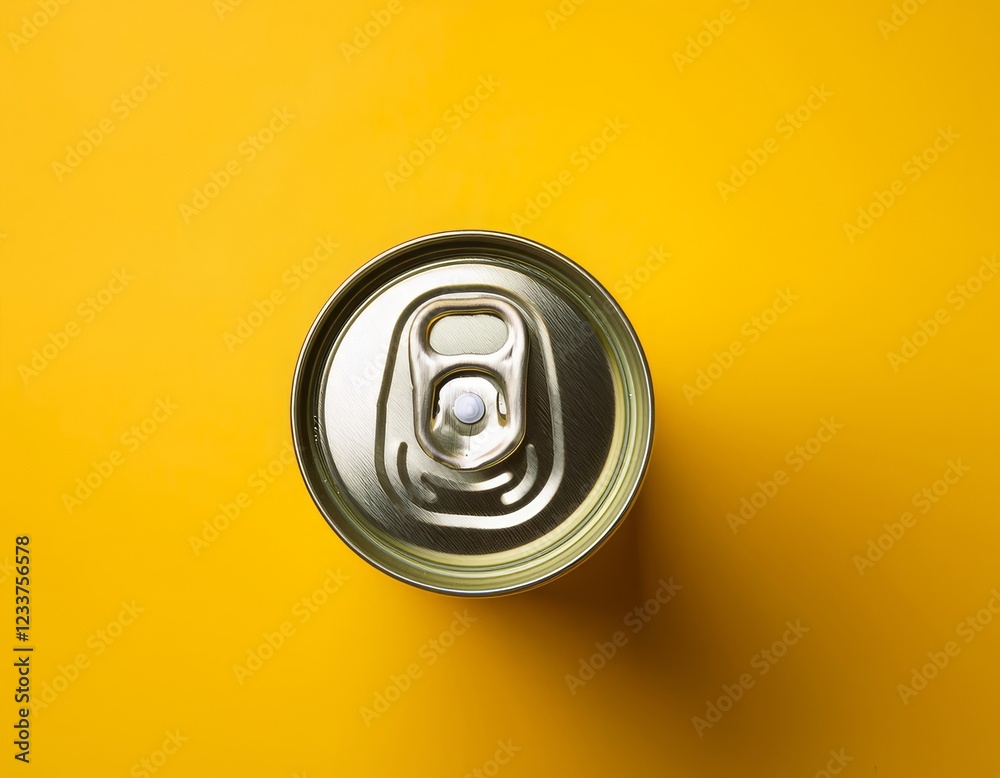 A Can’s Smooth Metallic Finish Highlighted by Bright Yellow A Can’s Smooth Metallic Finish Highlighted by Bright Yellow