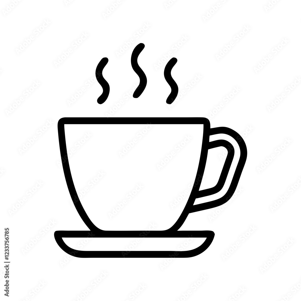 Hot beverage cup icon with steam in minimalistic style for coffee or tea concept
Hot beverage cup icon with steam in minimalistic style for coffee or tea concept