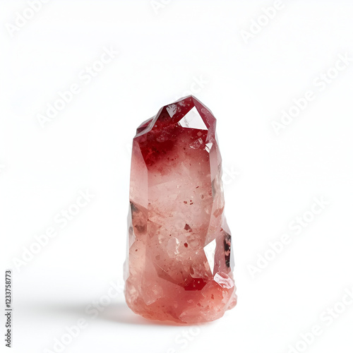 rough Almandine garnet crystal isolated on white photo