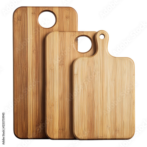 Set of Wooden cutting board Against Transparent Background