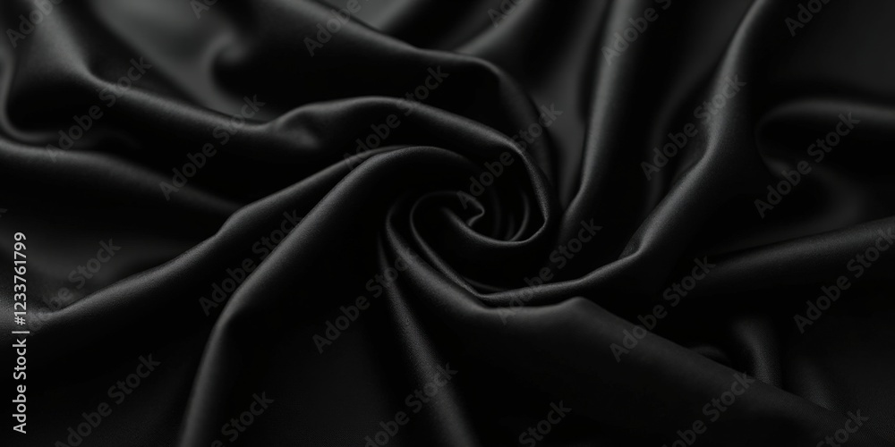 Fototapeta premium Velvety-black fabric exudes elegance with its plush, glossy sheen and soft, satin-like texture, inviting touch through its sleek, lustrous finish