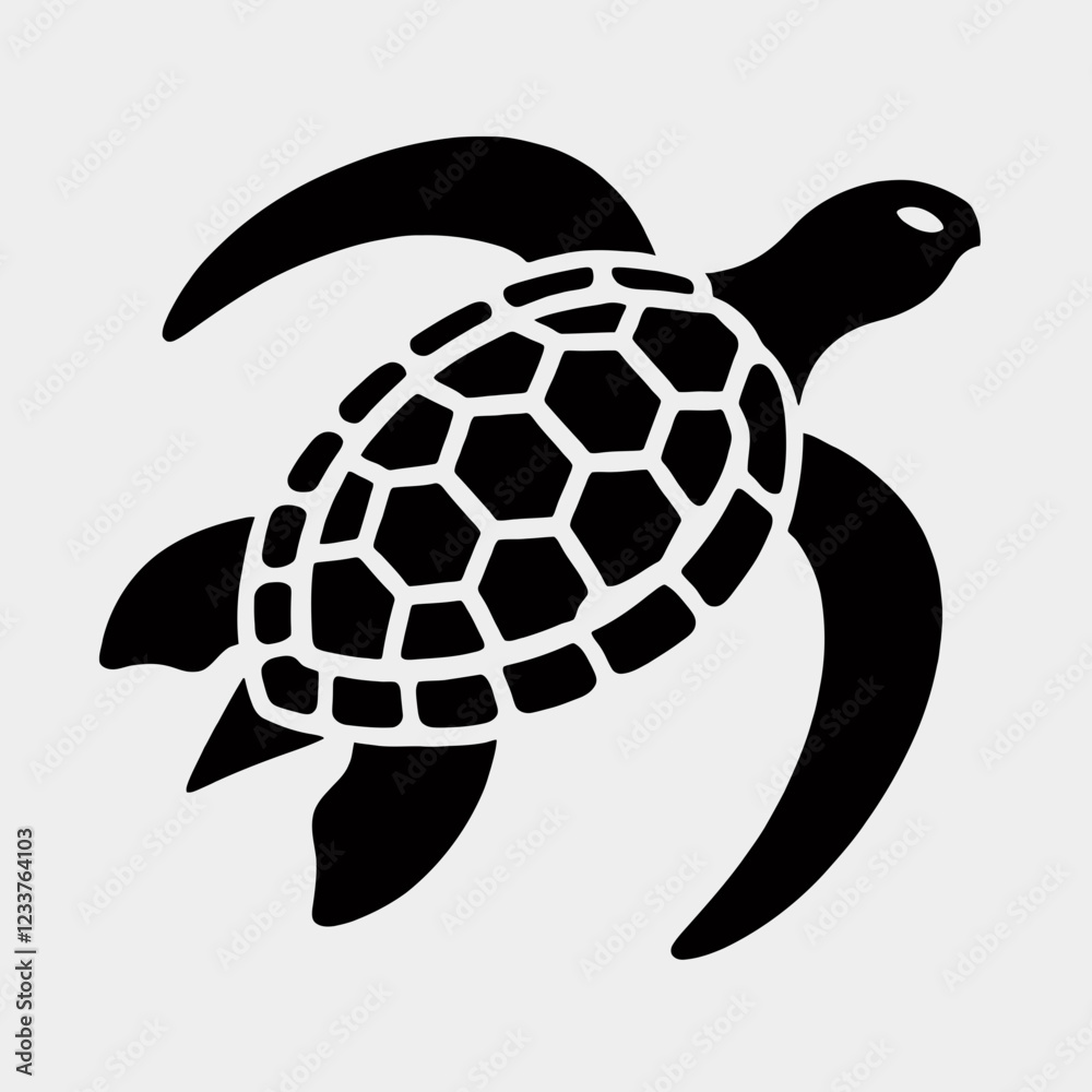 Fototapeta premium Sea Turtle Silhouette in black on a white background