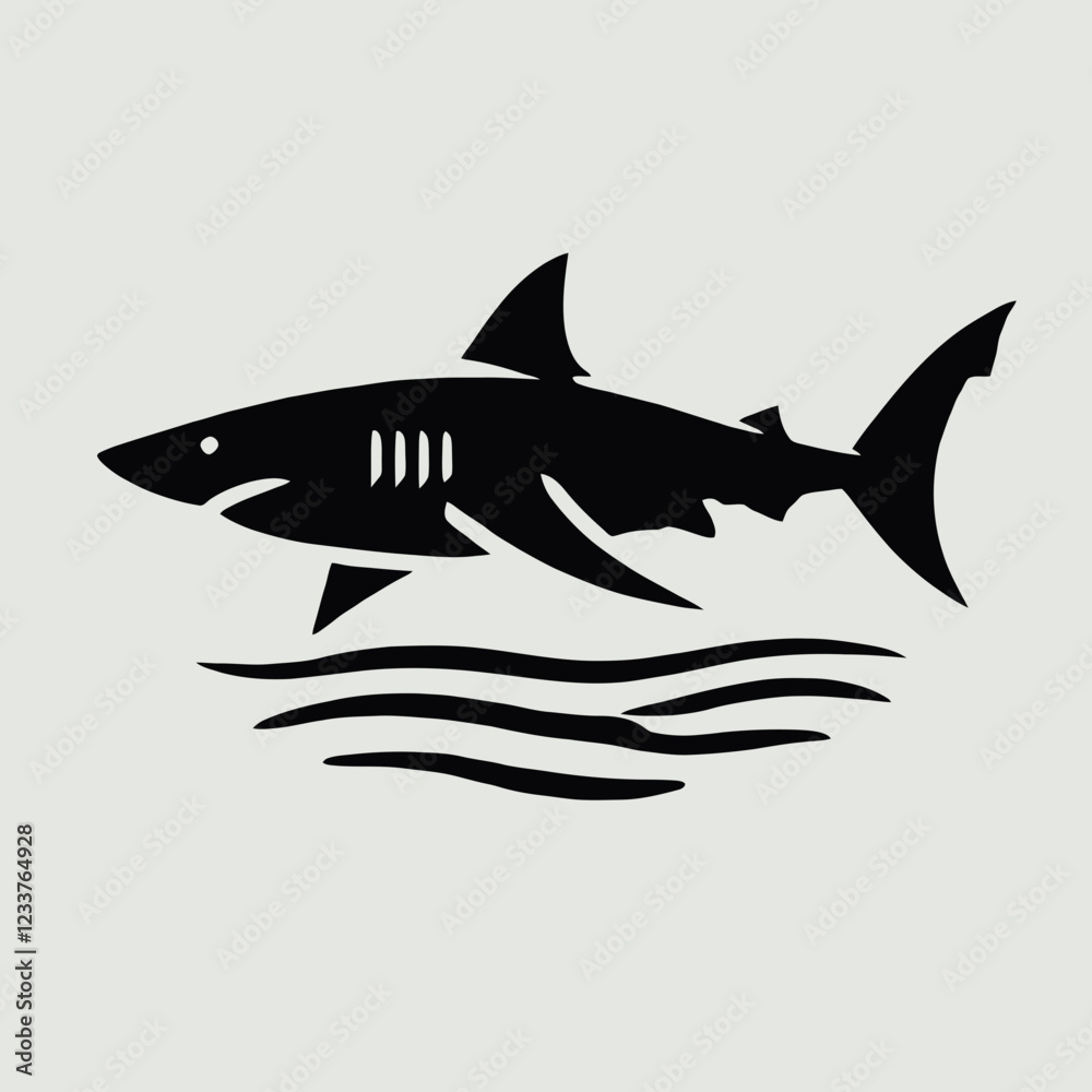 Obraz premium Shark Silhouette in black on a white background