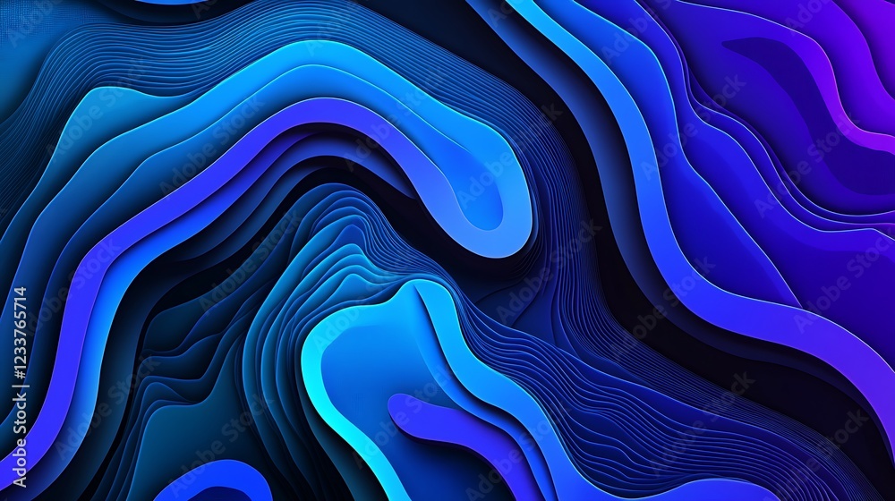 Obraz premium Abstract Blue Layered Wave Design Art