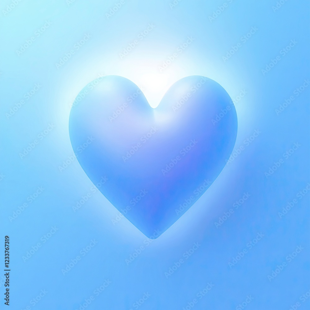 Fototapeta premium Serene Blue Heart: A Soft, Glowing 3D Render