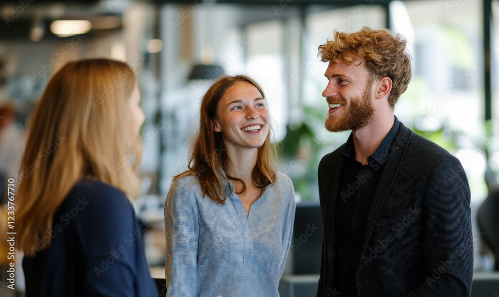 Professionals in groups of three are shown at business events, highlighting the importance of communication and teamwork in achieving business success. Professionals in groups of three are shown at business events, highlighting the importance of communication and teamwork in achieving business success.