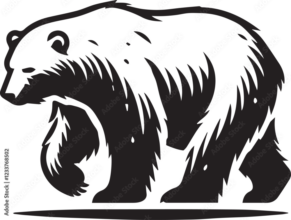 Fototapeta premium Polar Bear silhouette black and white vector icon