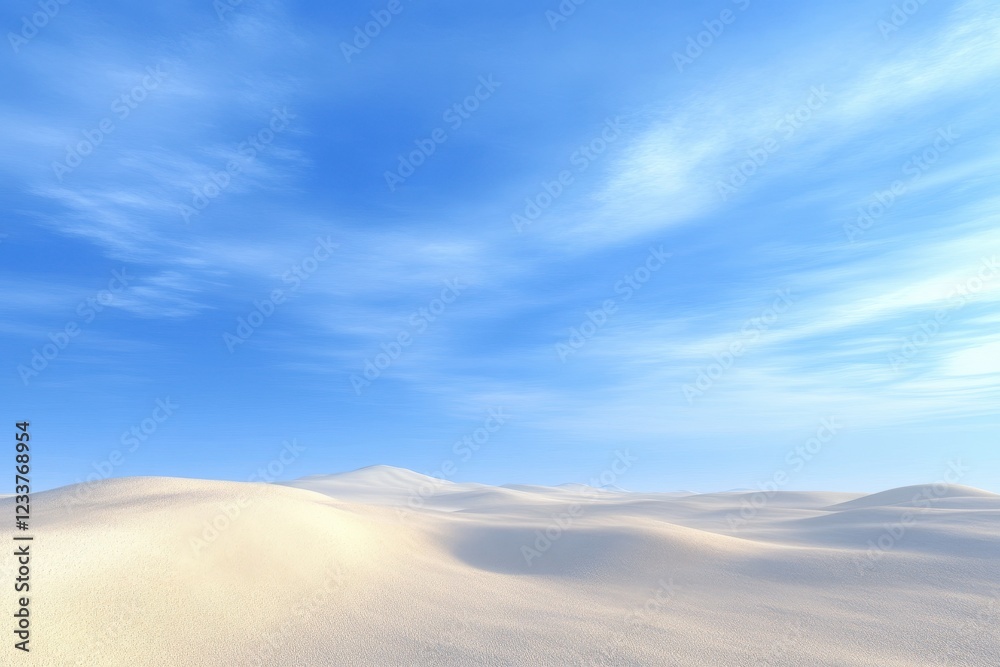 Serene desert landscape under a vast blue sky, background clouds, ideal for travel brochures Serene desert landscape under a vast blue sky, background clouds, ideal for travel brochures