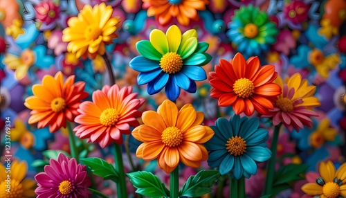 Vibrant, colorful flowers in a cheerful arrangement.