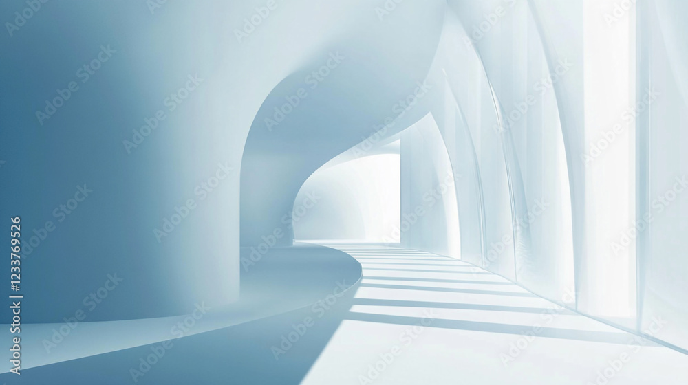 Fototapeta premium Beautiful product display with dynamic lighting and deep product theme background, A simple room. light blue. Plaster. concrete. Light and shadow from the window.