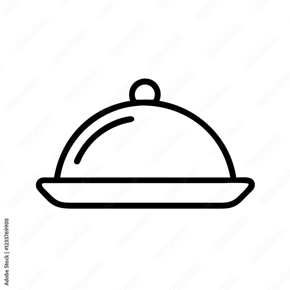 Food tray with lid icon in minimalistic style for culinary concept Food tray with lid icon in minimalistic style for culinary concept