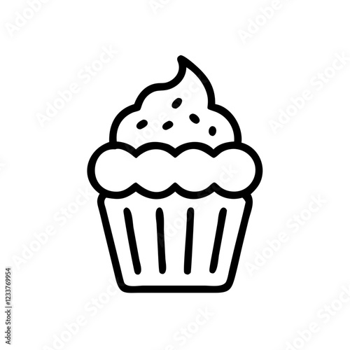 Cupcake icon in minimalistic style for bakery concept
