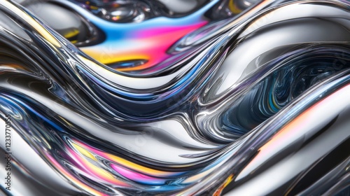 Wallpaper Mural Abstract Chromatic Liquid Metal Waves Flowing Torontodigital.ca