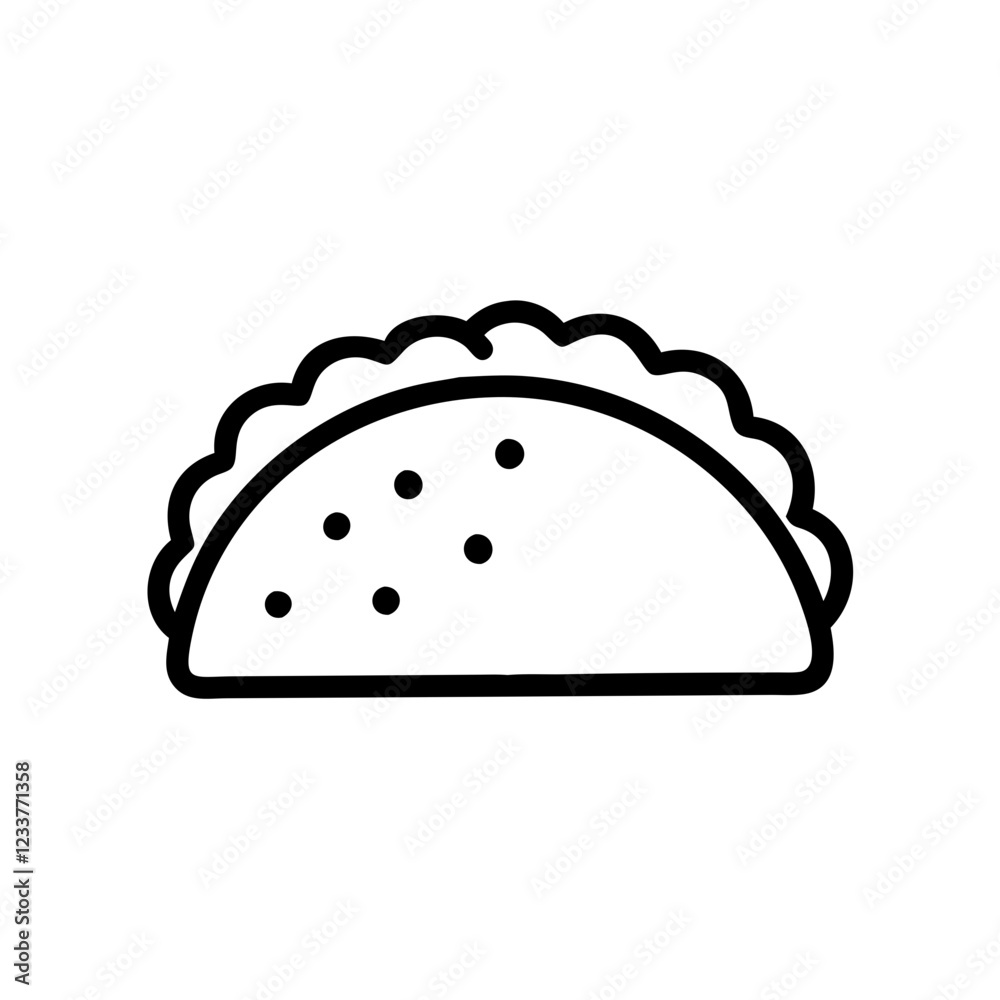 Taco icon in minimalistic style for food concept Taco icon in minimalistic style for food concept